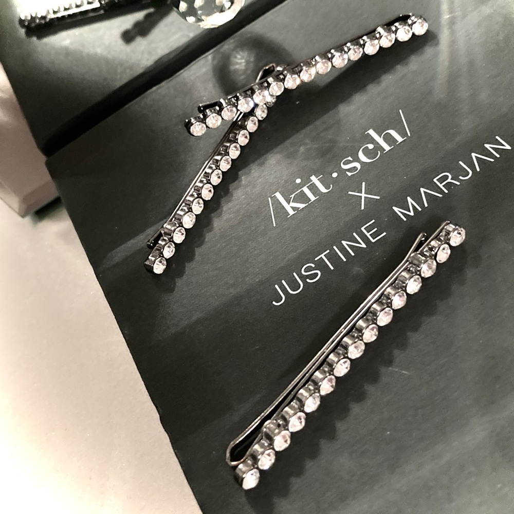 Set of 3 Kitsch x Justine Marjan Straight Rhinestone Bobby Pins Hair